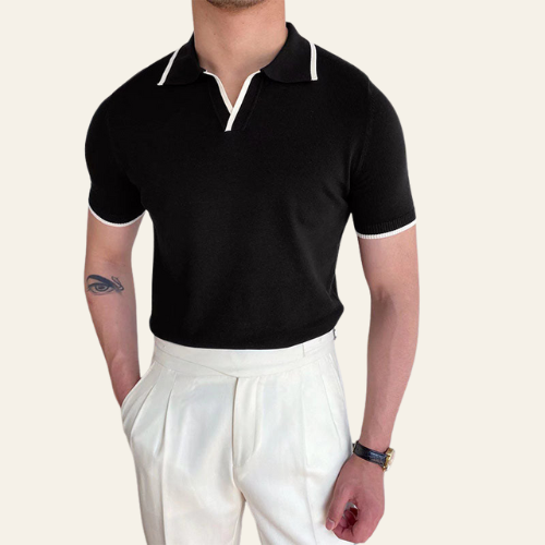 Maxime - Herren Polo T-Shirt V-Ausschnitt Old Money Stil
