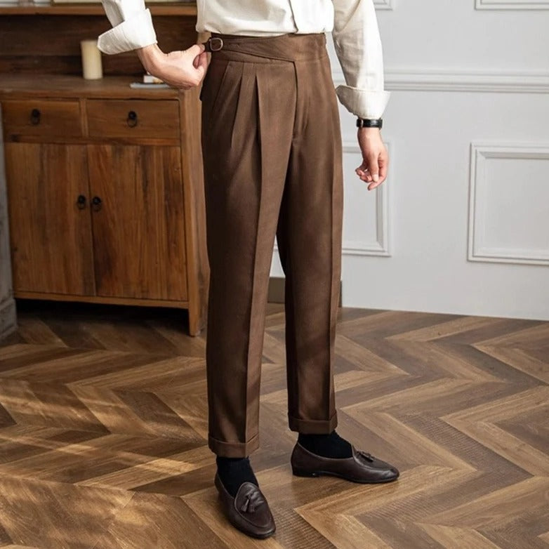 Herren Chino Hose Beige Größe 42 Polyester Old Money Stil 3