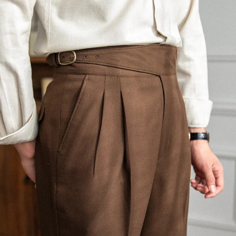 Herren Chino Hose Beige Größe 42 Polyester Old Money Stil 4