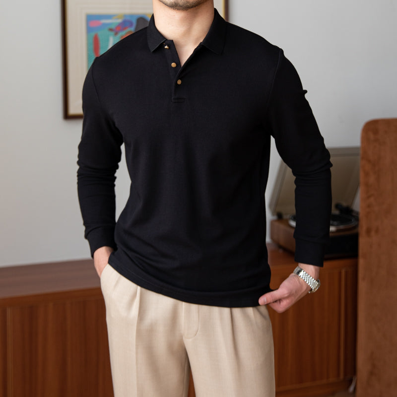 Herren Langarm Poloshirt Slim Fit Baumwolle Urban Fashion 8