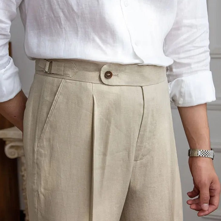 Herren Leinenhose Khaki Größe 40 100% Leinen 2