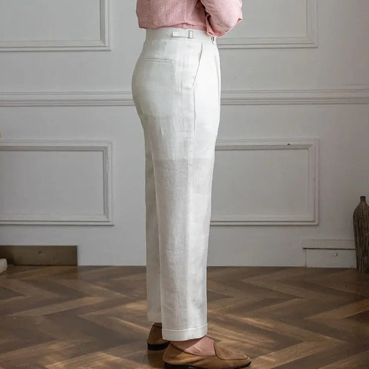 Herren Leinenhose Khaki Größe 40 100% Leinen 4