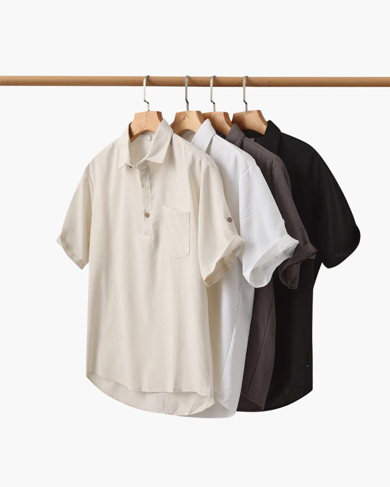 Herren Polohemd Beige Größe L Leinen 1
