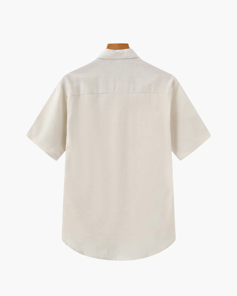 Herren Polohemd Beige Größe L Leinen 2