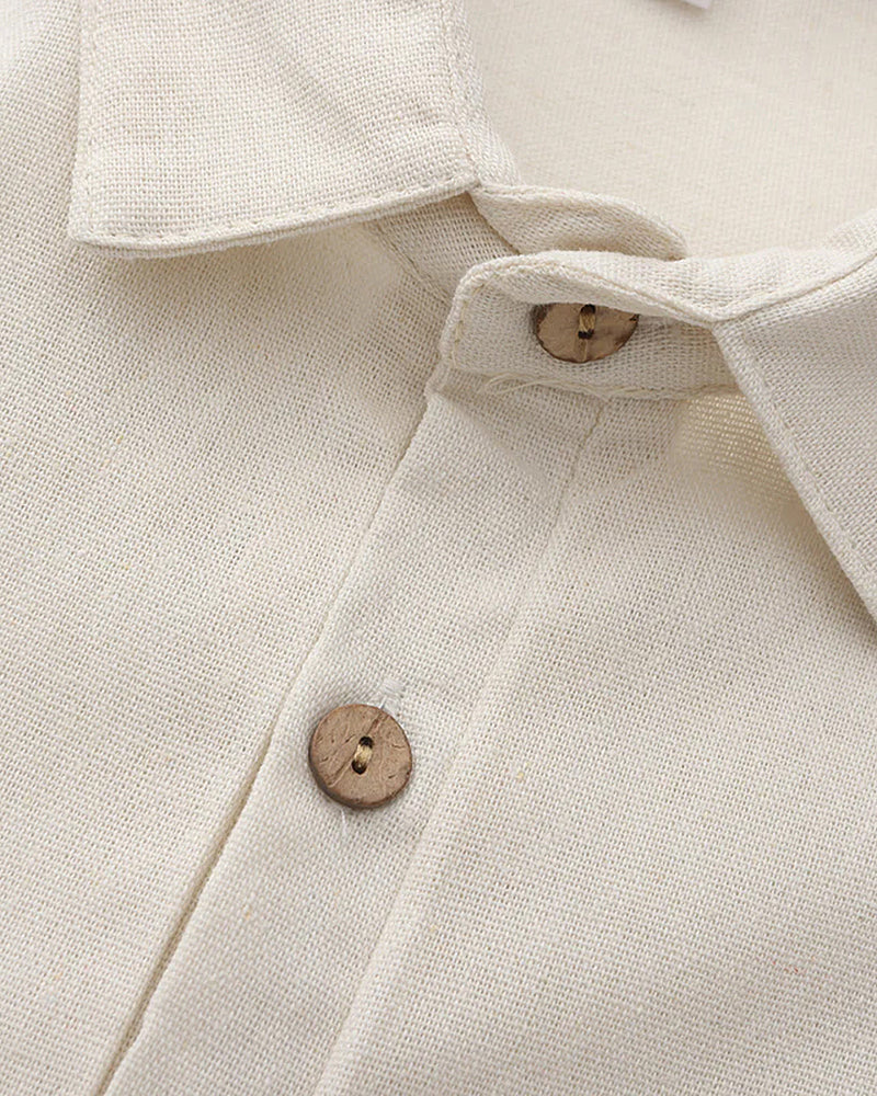 Herren Polohemd Beige Größe L Leinen 3