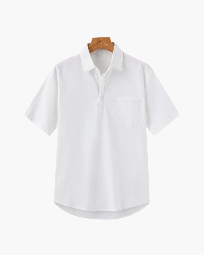 Herren Polohemd Beige Größe L Leinen 6