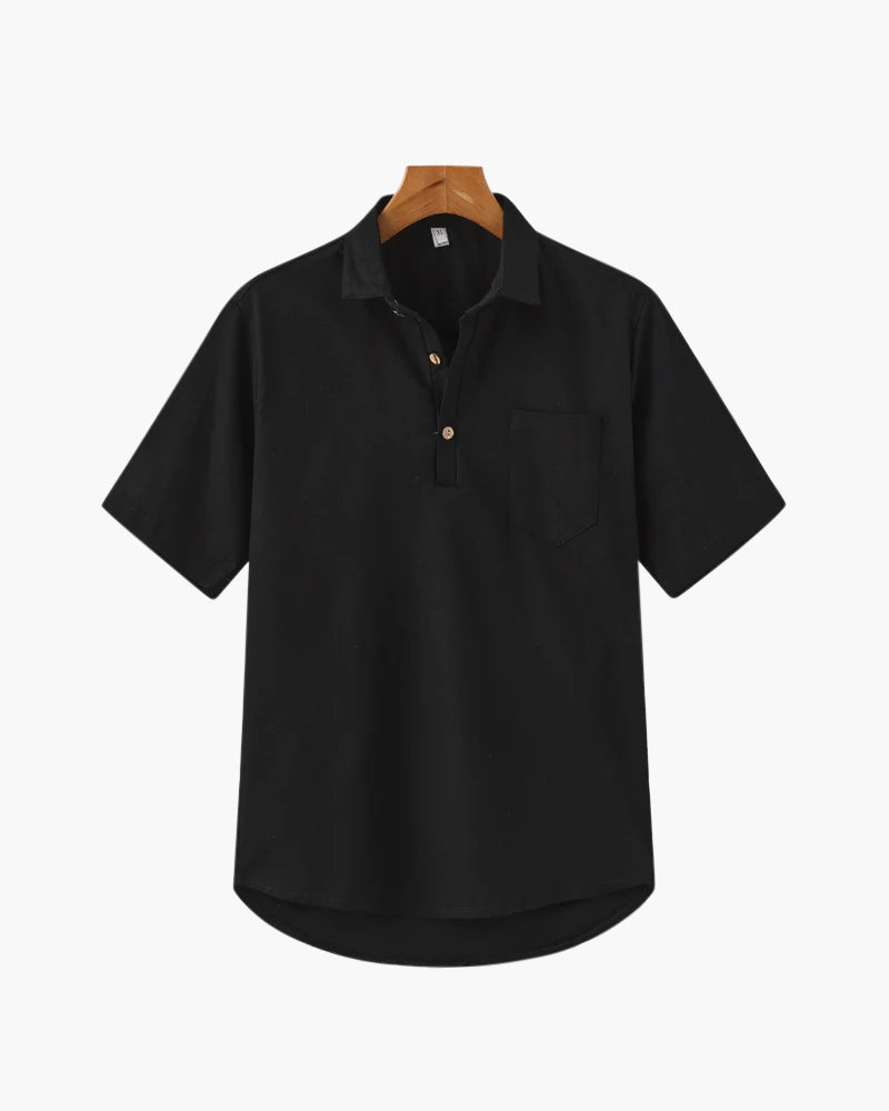 Herren Polohemd Beige Größe L Leinen 8