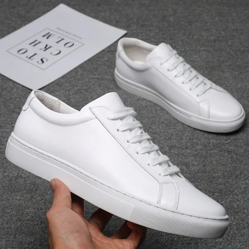 Herren Schuhe Leder Weiß Dick-Sohlen Design 0