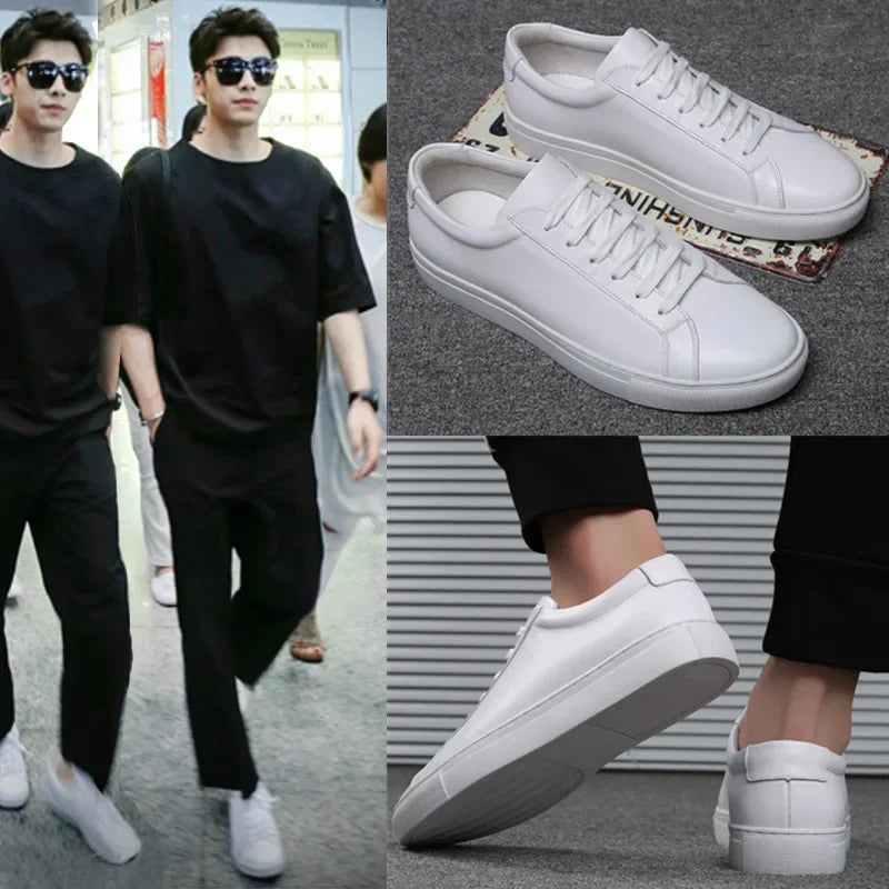 Herren Schuhe Leder Weiß Dick-Sohlen Design 3