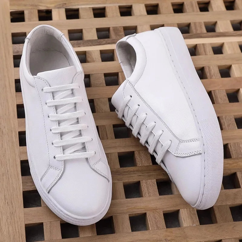 Herren Schuhe Leder Weiß Dick-Sohlen Design 7
