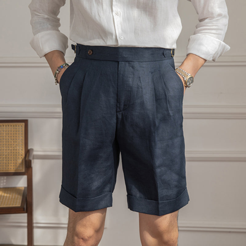 Herren Shorts 100% Leinen Atmungsaktiv Casual Kurze Hosen Männer 3