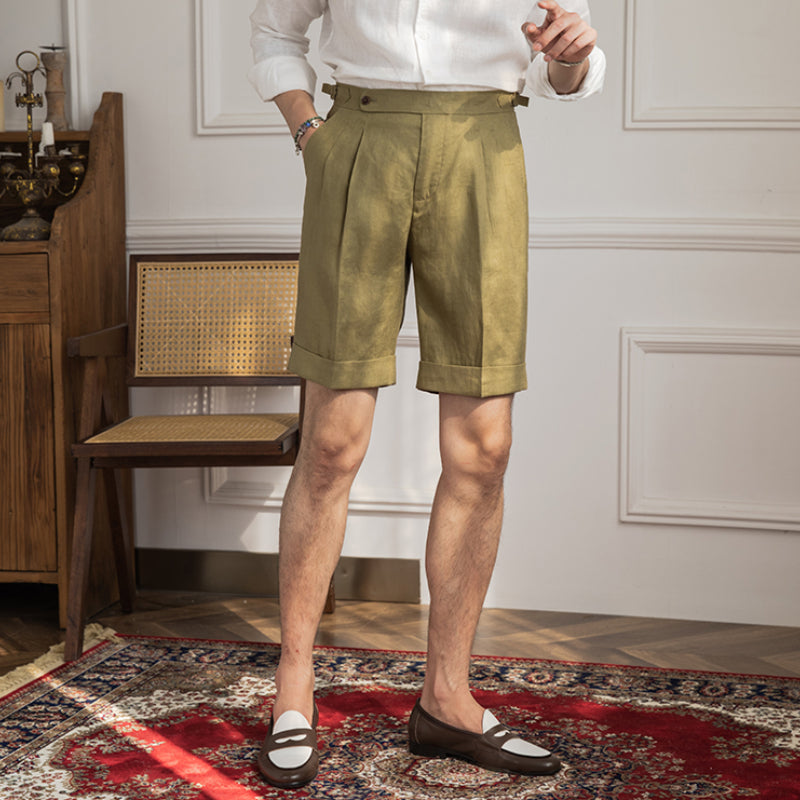 Herren Shorts 100% Leinen Atmungsaktiv Casual Kurze Hosen Männer 8