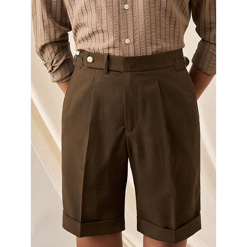 Herren Shorts Leinen Polyester Regular Fit Atmungsaktiv Casual 0