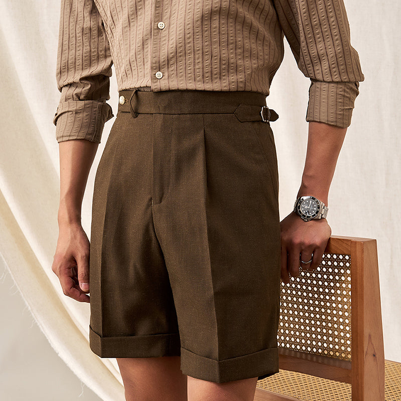 Herren Shorts Leinen Polyester Regular Fit Atmungsaktiv Casual 1