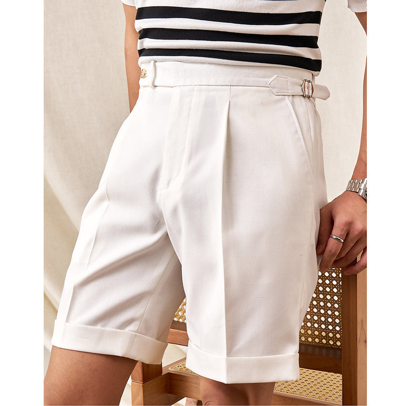 Herren Shorts Leinen Polyester Regular Fit Atmungsaktiv Casual 7