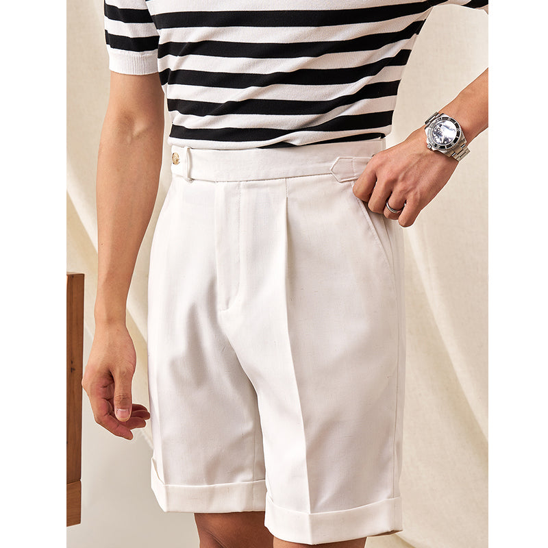 Herren Shorts Leinen Polyester Regular Fit Atmungsaktiv Casual 8