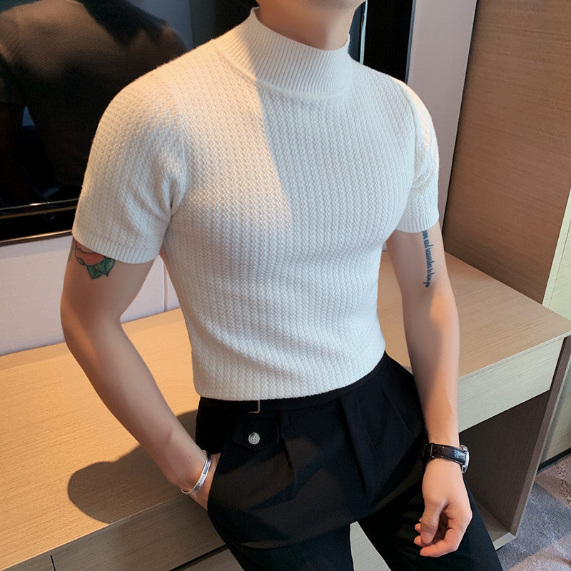 Côme - Herren T-Shirt Halb-Turtleneck Polyester Slim Fit Klassischer Stil