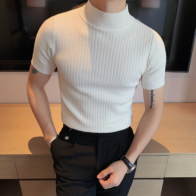 Côme - Herren T-Shirt Halb-Turtleneck Polyester Slim Fit Klassischer Stil