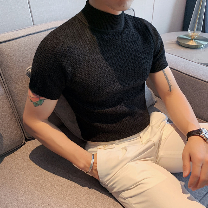 Côme - Herren T-Shirt Halb-Turtleneck Polyester Slim Fit Klassischer Stil