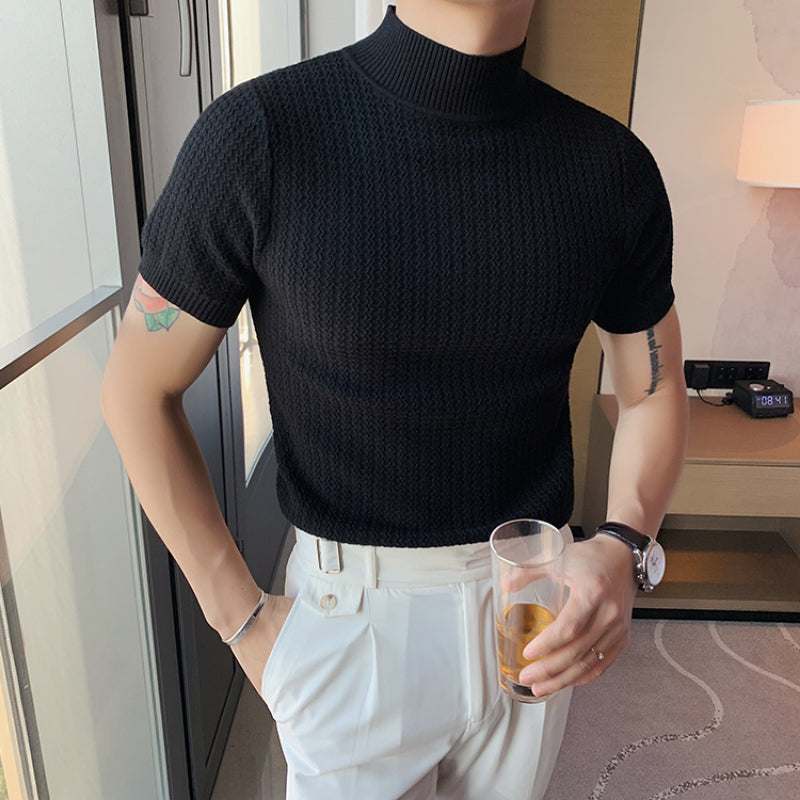 Côme - Herren T-Shirt Halb-Turtleneck Polyester Slim Fit Klassischer Stil