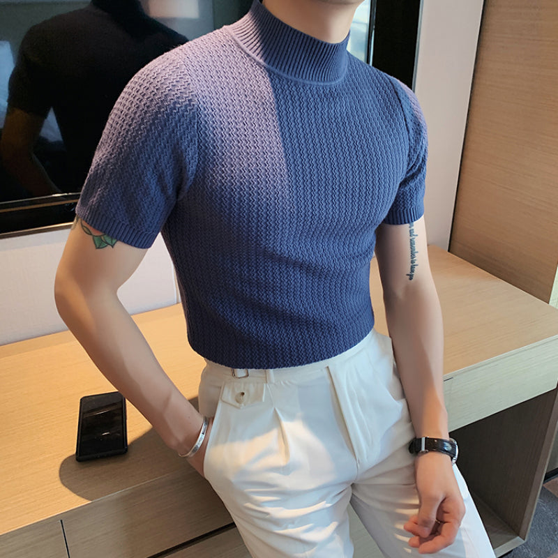 Côme - Herren T-Shirt Halb-Turtleneck Polyester Slim Fit Klassischer Stil