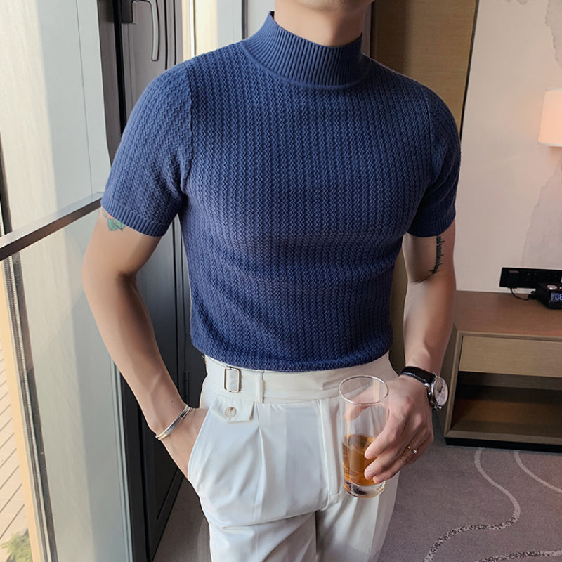 Côme - Herren T-Shirt Halb-Turtleneck Polyester Slim Fit Klassischer Stil