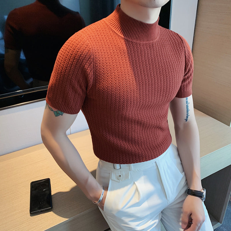 Côme - Herren T-Shirt Halb-Turtleneck Polyester Slim Fit Klassischer Stil