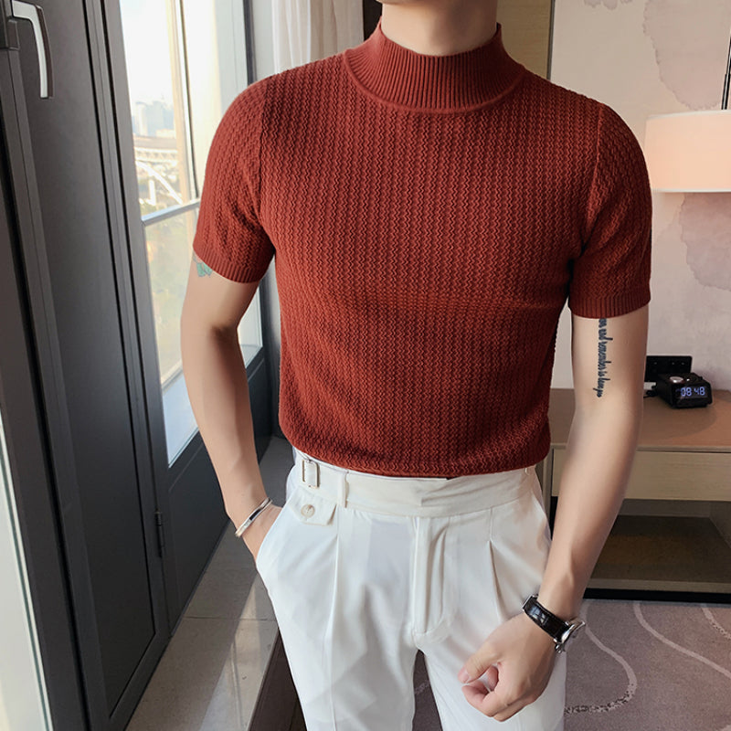 Côme - Herren T-Shirt Halb-Turtleneck Polyester Slim Fit Klassischer Stil