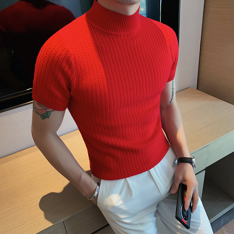 Côme - Herren T-Shirt Halb-Turtleneck Polyester Slim Fit Klassischer Stil