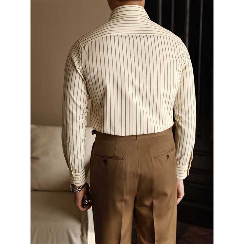 Édouard - Herrenhemd Gestreift Langarm Polyester Baumwolle Business Casual