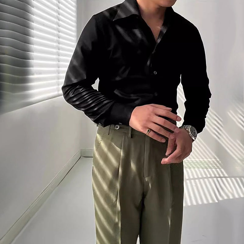 Armand - Herrenhemd Langarm Bambusfaser mit Weitem Kragen für Klassischen Stil