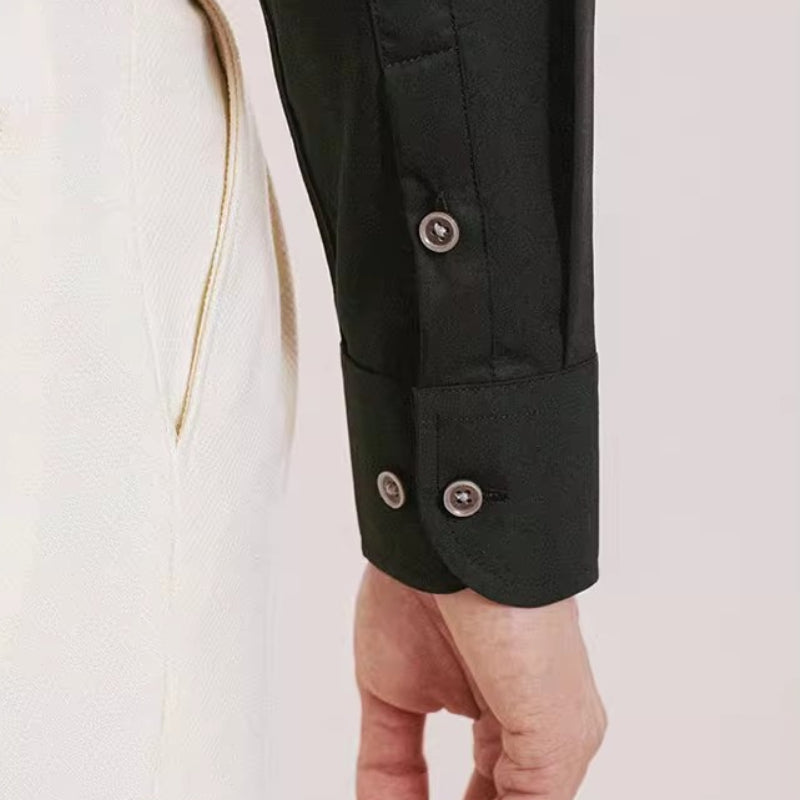 Armand - Herrenhemd Langarm Bambusfaser mit Weitem Kragen für Klassischen Stil