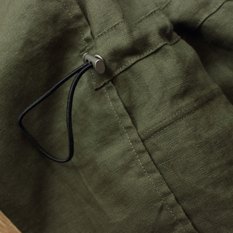 Arsène - Herren Safarijacke Leinen Polo-Kragen Unstrukturiert Old Money Stil