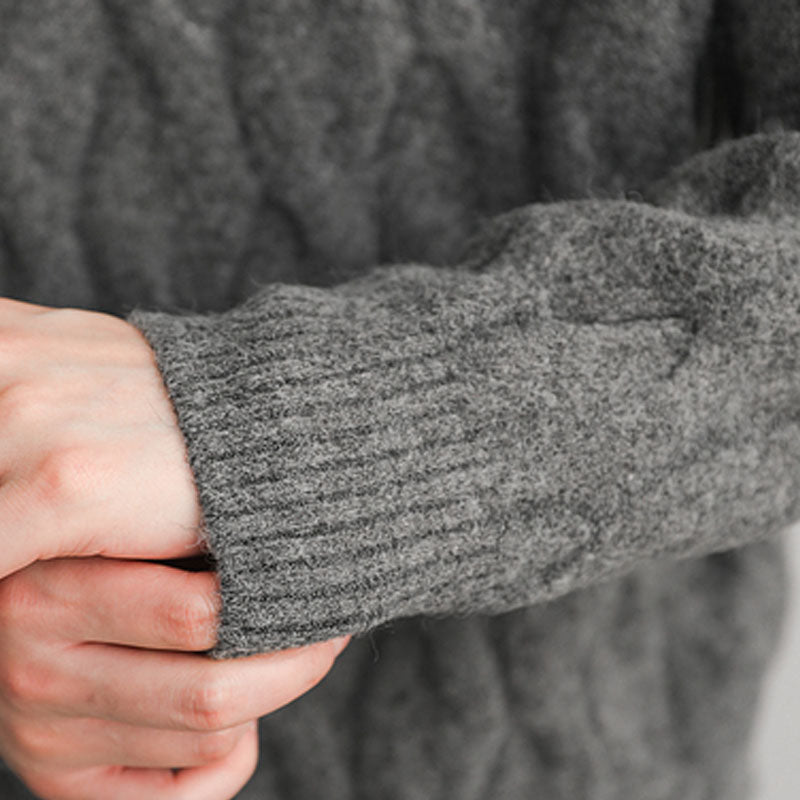 Rollkragenpullover mit Twist Flower Design Polyester Wolle