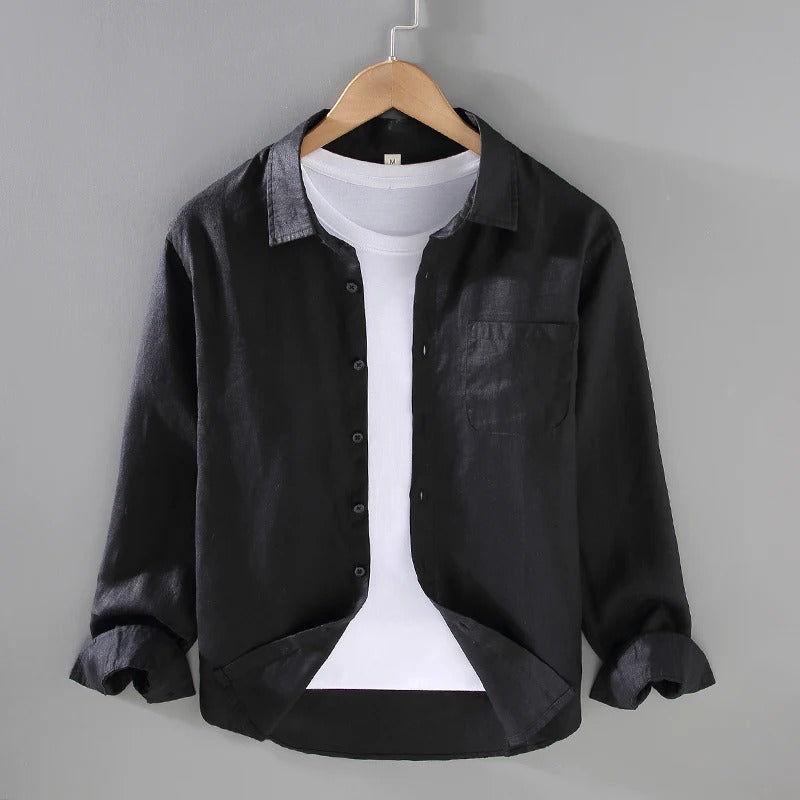 Côte Blanc - Herren Leinenhemd 100% Leinen Langarm