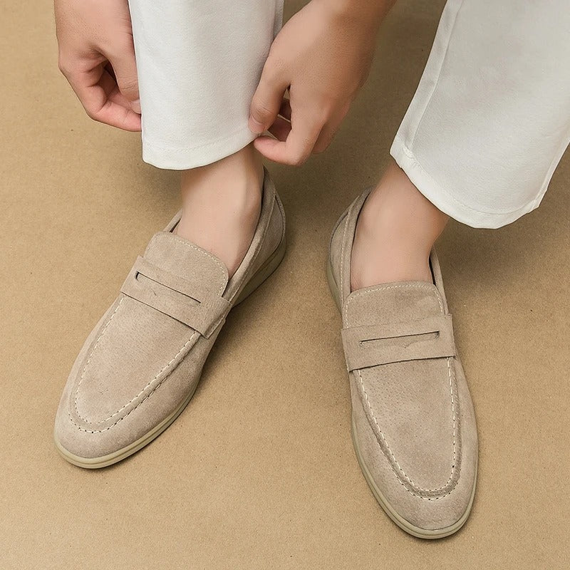 The Promenade - Herren Penny Loafer Wildleder im Old Money Stil – Klassische Loafer Schuhe für Männer