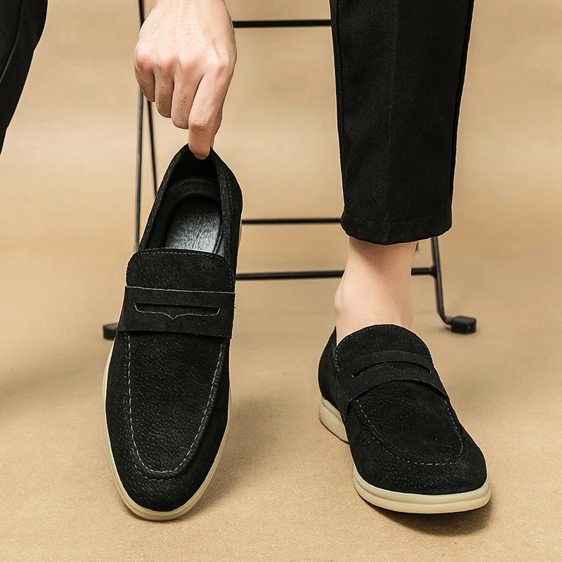The Promenade - Herren Penny Loafer Wildleder im Old Money Stil – Klassische Loafer Schuhe für Männer