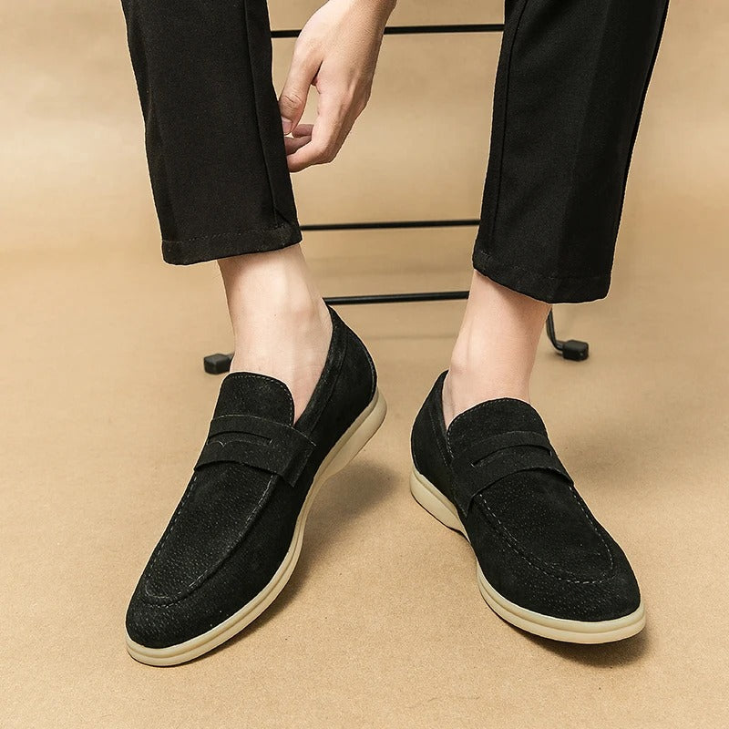 The Promenade - Herren Penny Loafer Wildleder im Old Money Stil – Klassische Loafer Schuhe für Männer