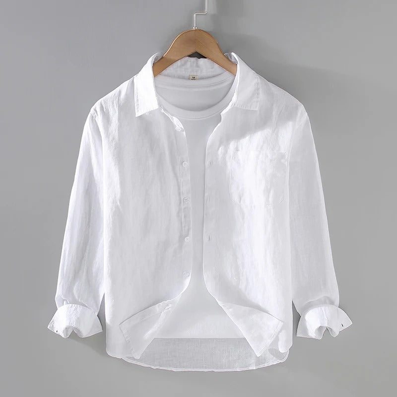 Côte Blanc - Herren Leinenhemd 100% Leinen Langarm