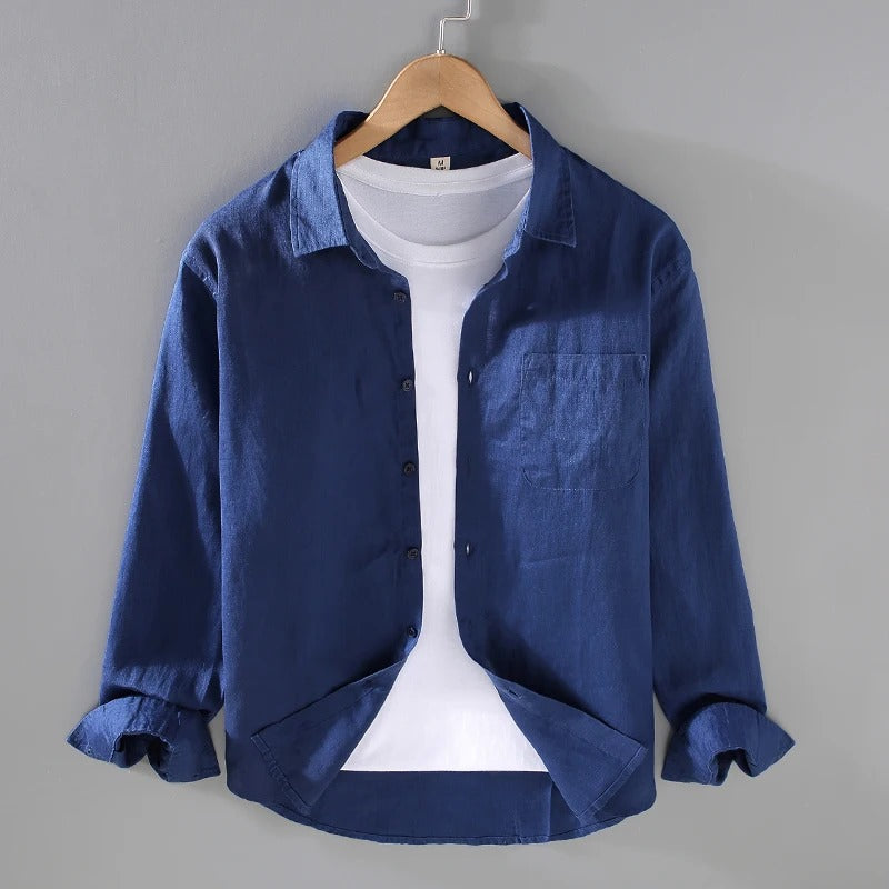 Côte Blanc - Herren Leinenhemd 100% Leinen Langarm