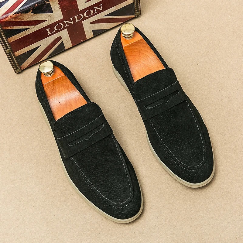 The Promenade - Herren Penny Loafer Wildleder im Old Money Stil – Klassische Loafer Schuhe für Männer