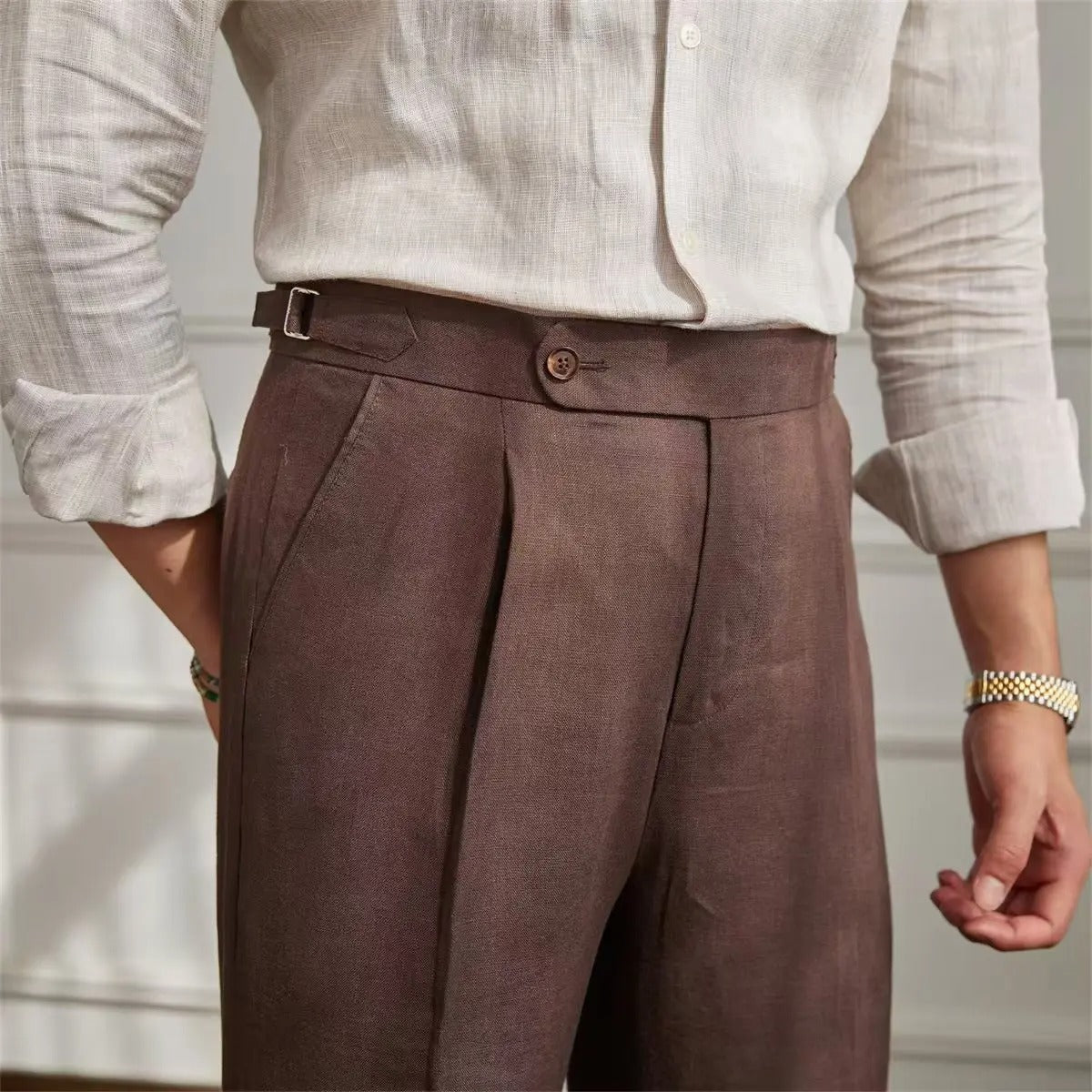 Le Bohème - Herren Leinenhose mit Side Adjuster