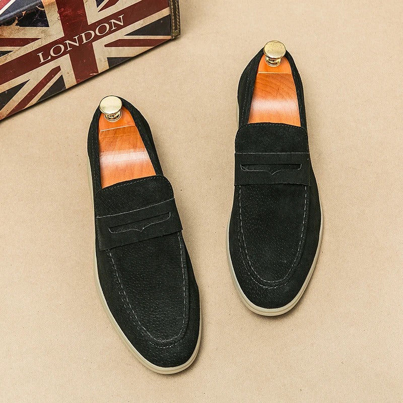 The Promenade - Herren Penny Loafer Wildleder im Old Money Stil – Klassische Loafer Schuhe für Männer