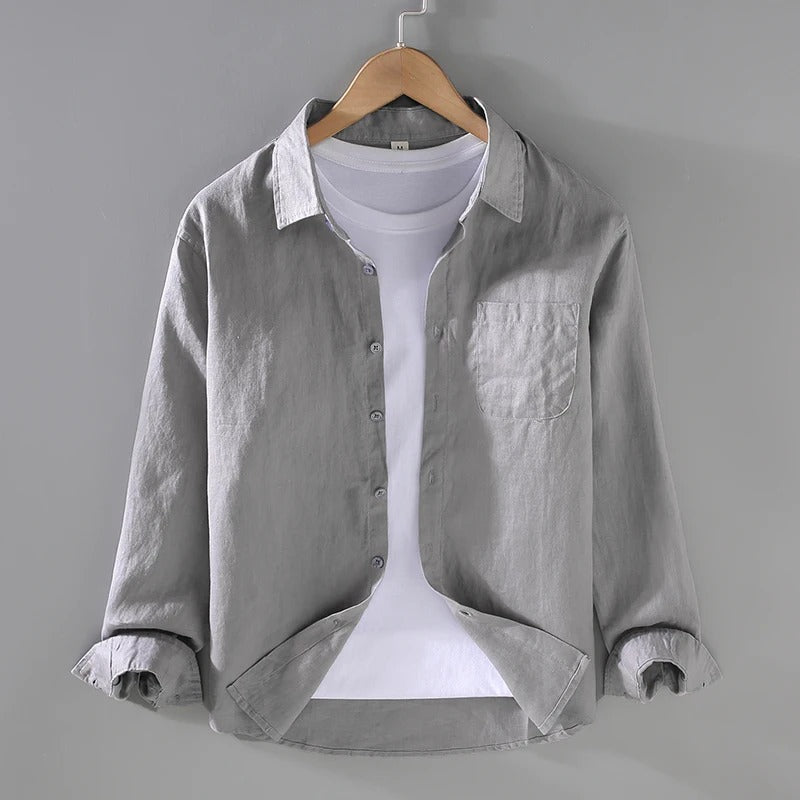 Côte Blanc - Herren Leinenhemd 100% Leinen Langarm