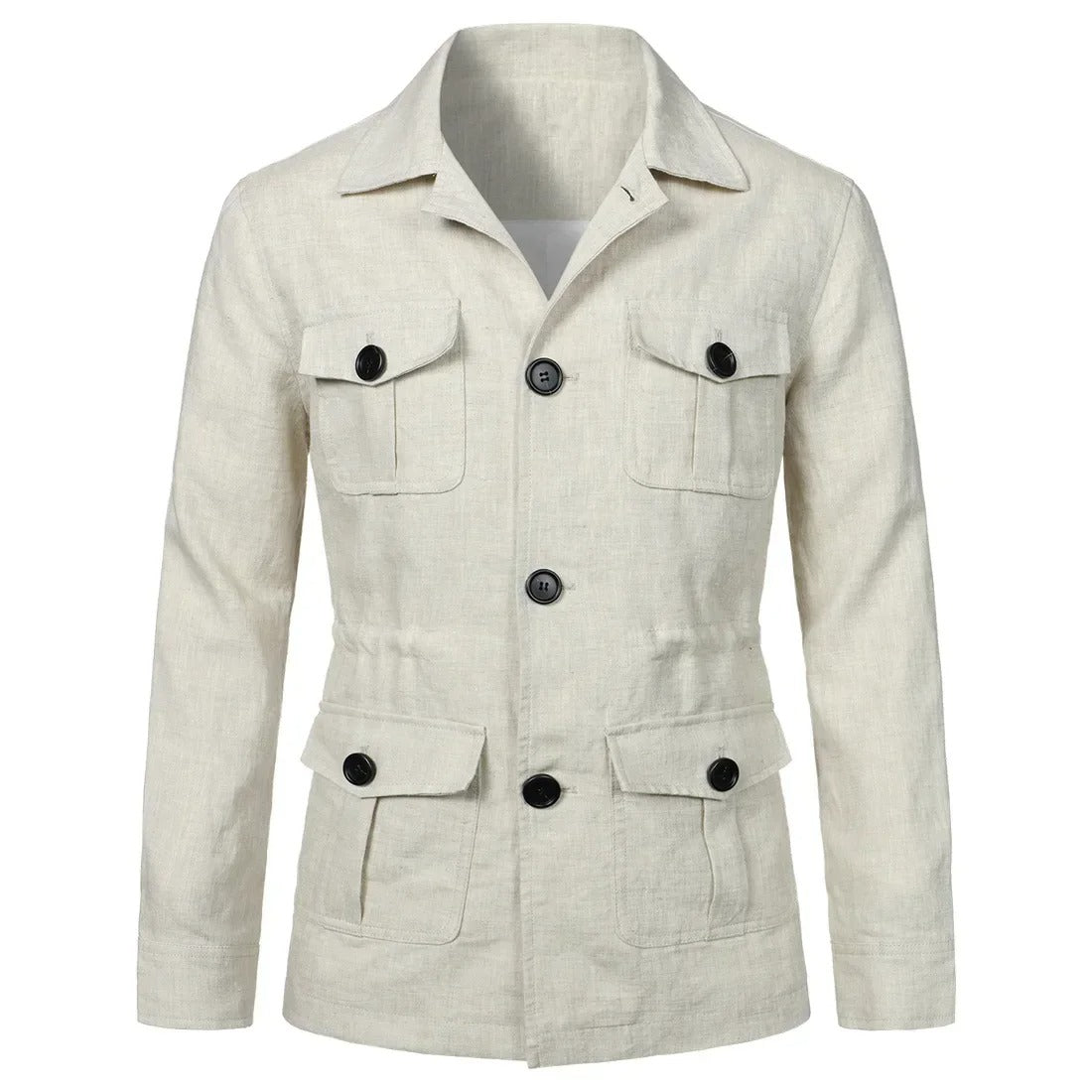 Arsène - Herren Safarijacke Leinen Polo-Kragen Unstrukturiert Old Money Stil