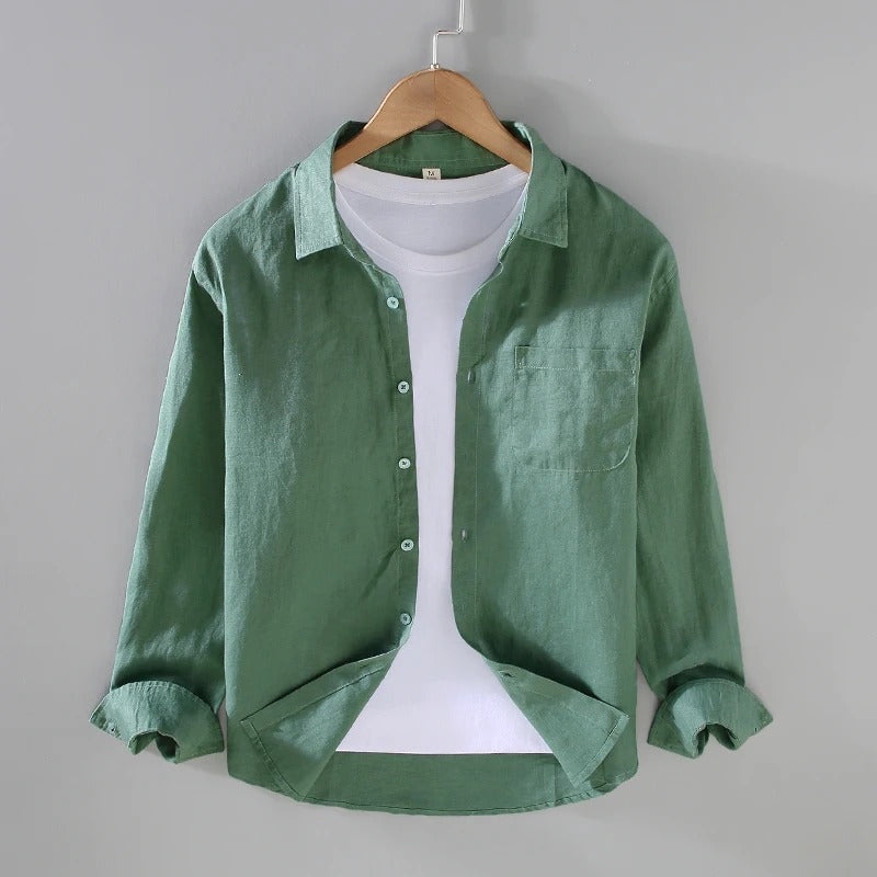 Côte Blanc - Herren Leinenhemd 100% Leinen Langarm