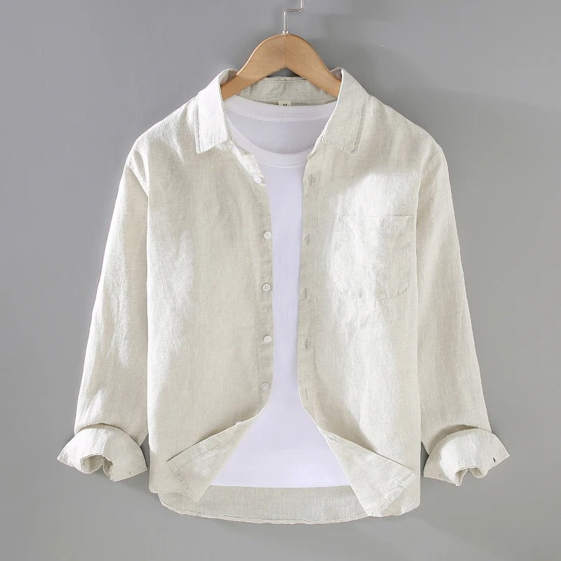 Côte Blanc - Herren Leinenhemd 100% Leinen Langarm
