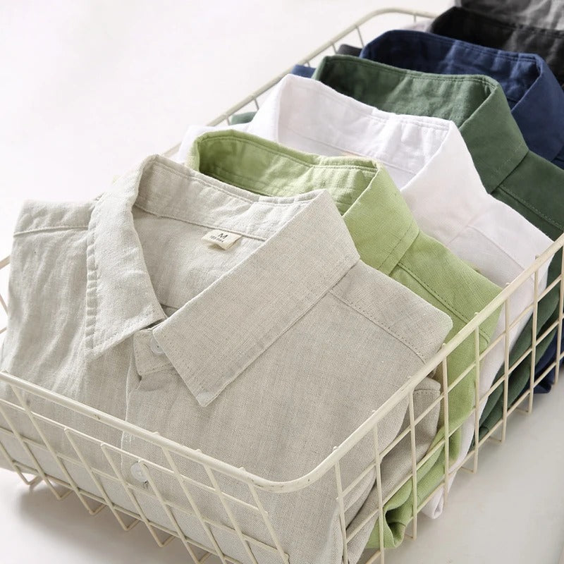 Côte Blanc - Herren Leinenhemd 100% Leinen Langarm