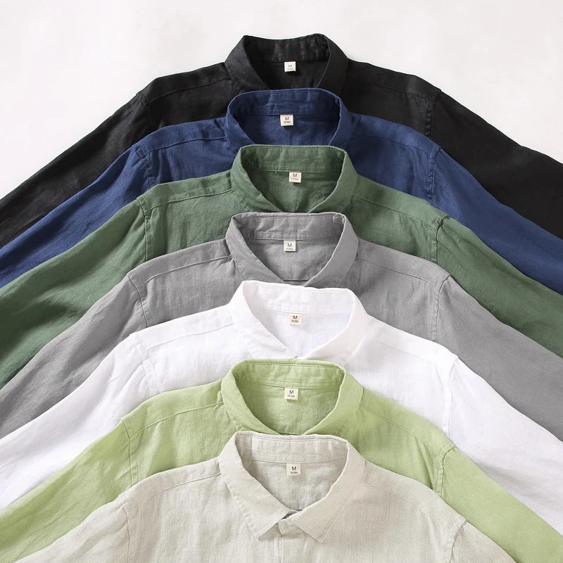 Côte Blanc - Herren Leinenhemd 100% Leinen Langarm