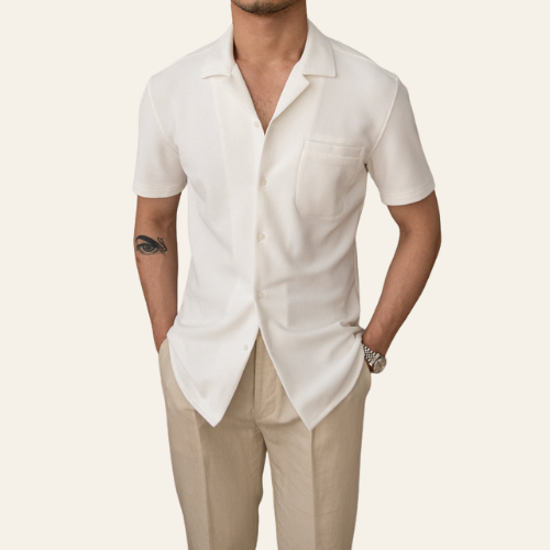 Sacha - Herren Kurzarmhemd Waffelstruktur Slim Fit
